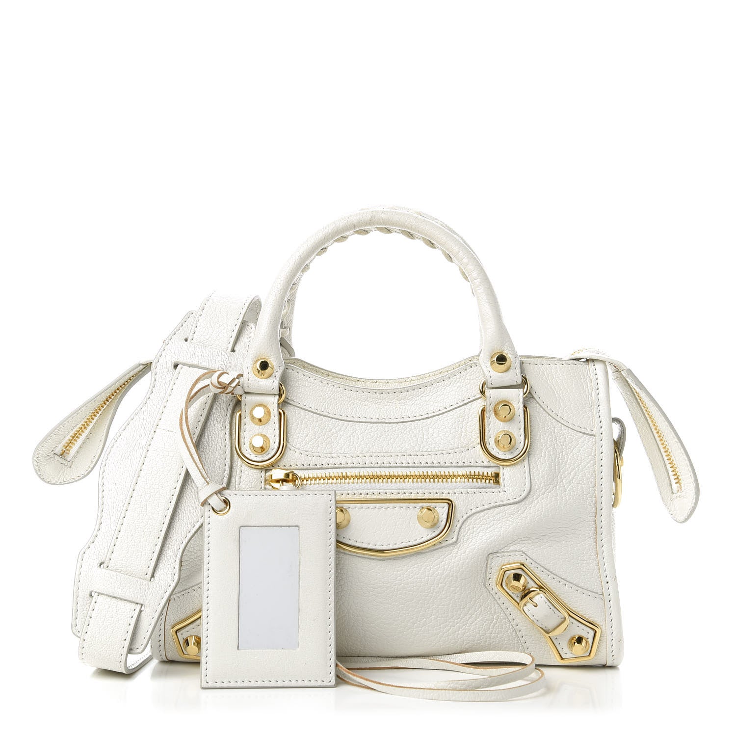Balenciaga Chevre Gold Metallic Edge Hardware Mini City White 1 of 10