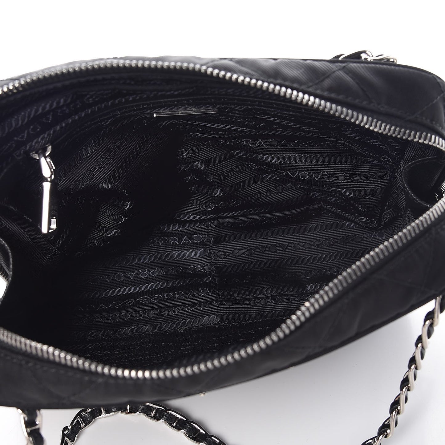 Nylon Tessuto Impuntu Quilted Bandoliera Crossbody Bag Black