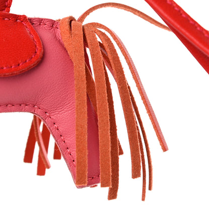 Hermes Milo Lambskin Grigri Rodeo Bag Charm PM Rose Azalee Orange Poppy Rouge Indien 5 of 6