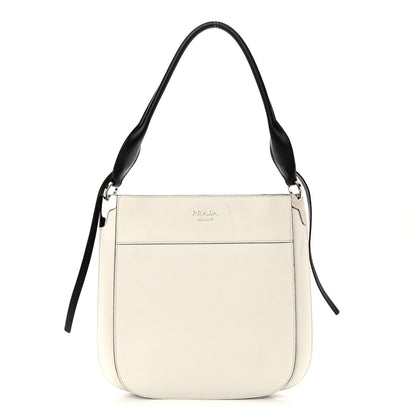 Prada City Calfskin Small Margit Bag White Black 1 of 10
