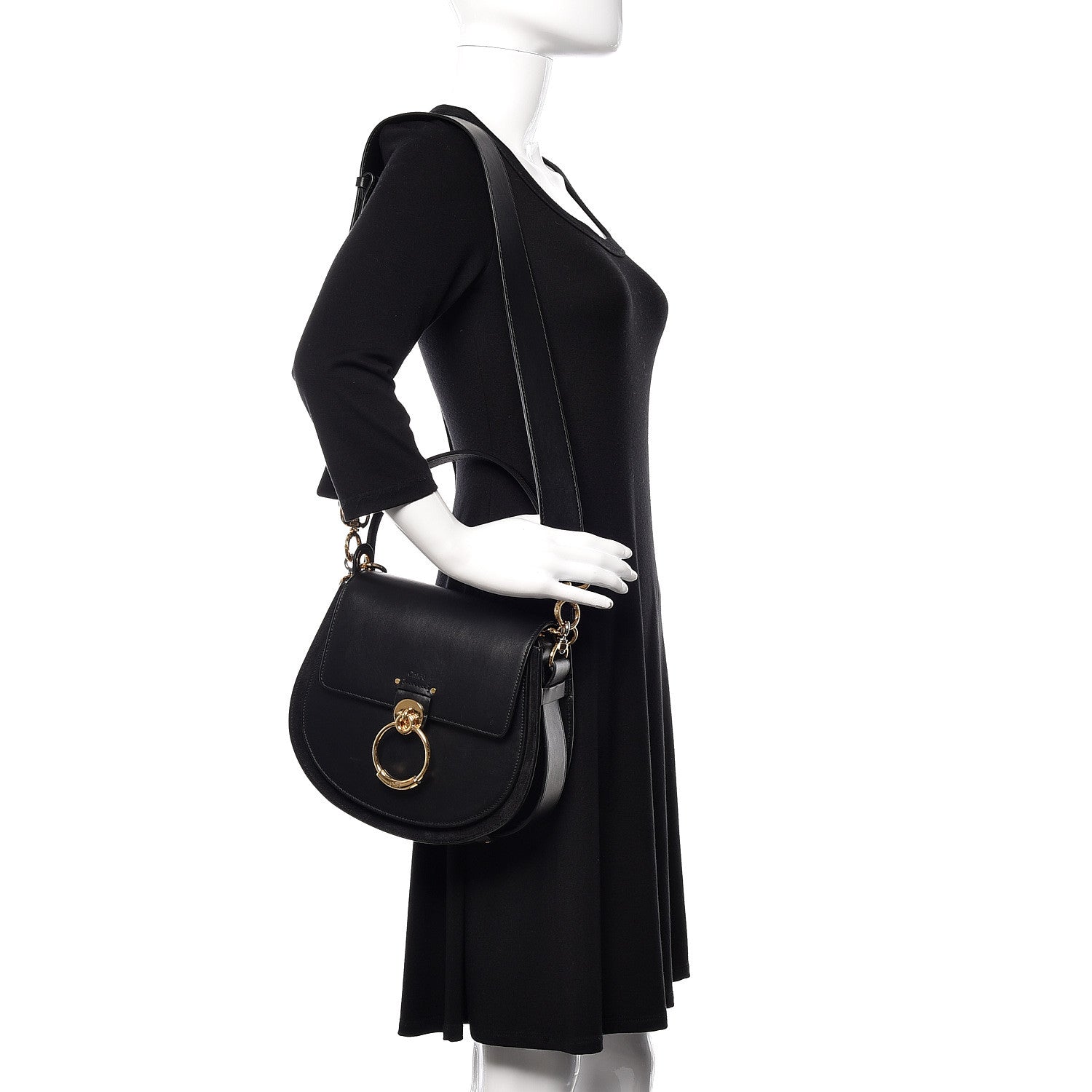 Chloe Calfskin Suede Large Tess Bag Black 2 of 9