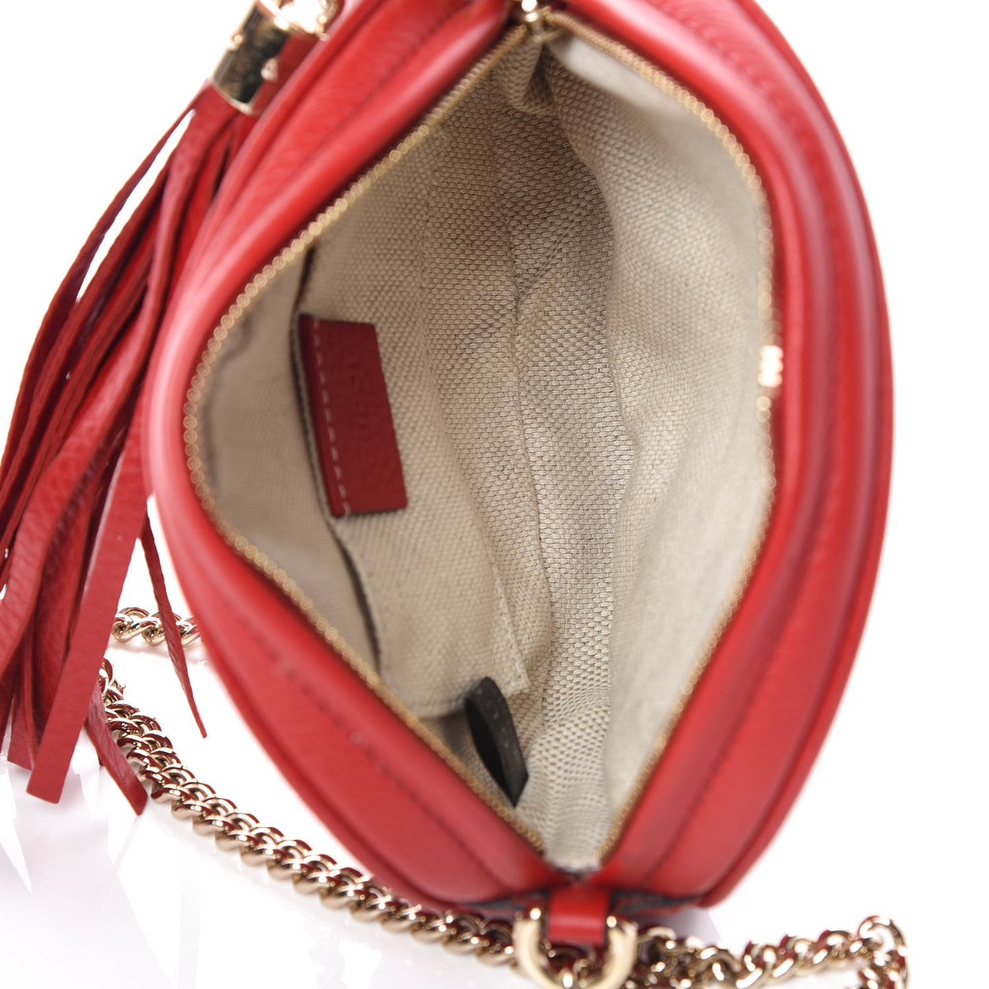 Pebbled Calfskin Mini Soho Chain Bag Tabasco Red