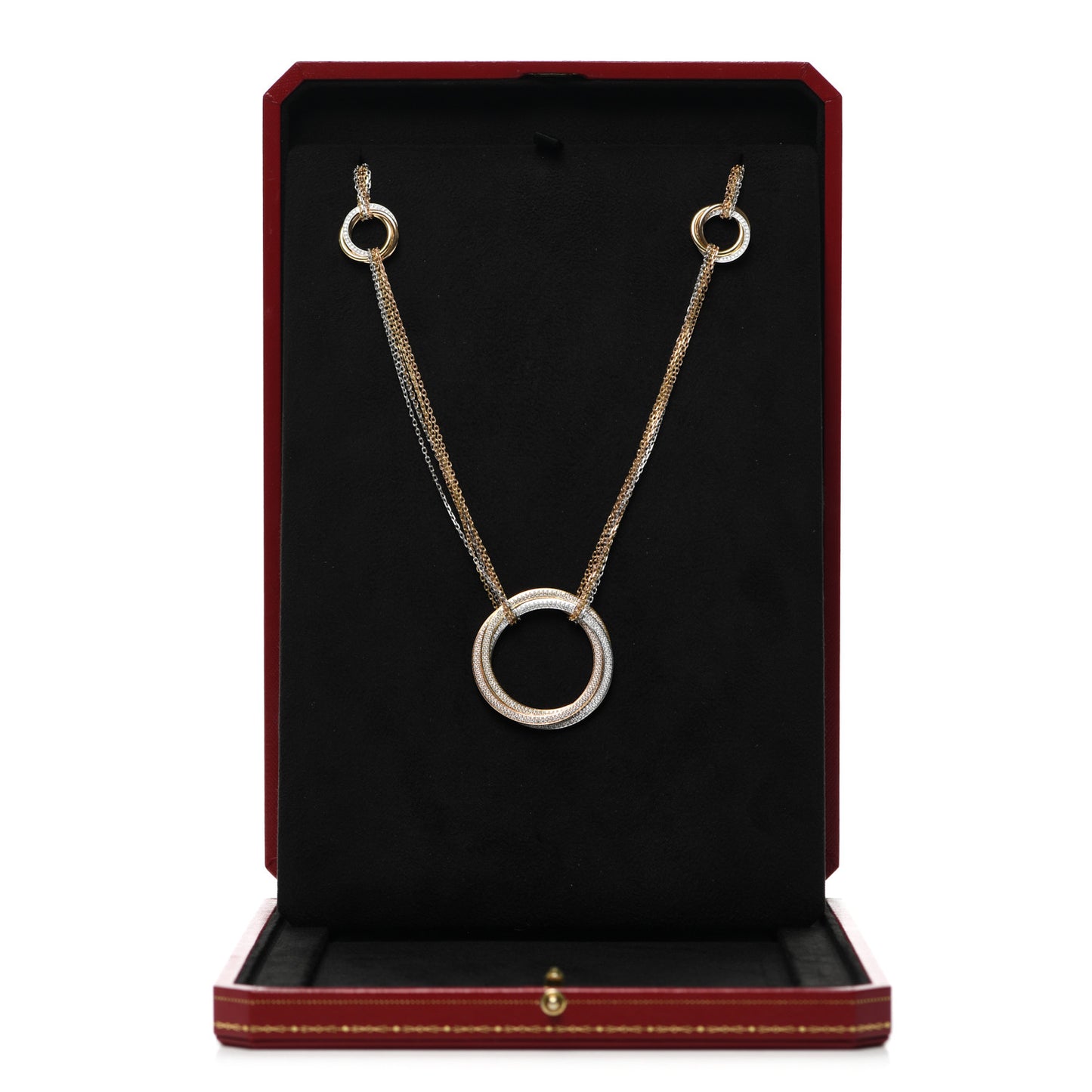 18K Pink Yellow White Gold Diamond Trinity Station Necklace