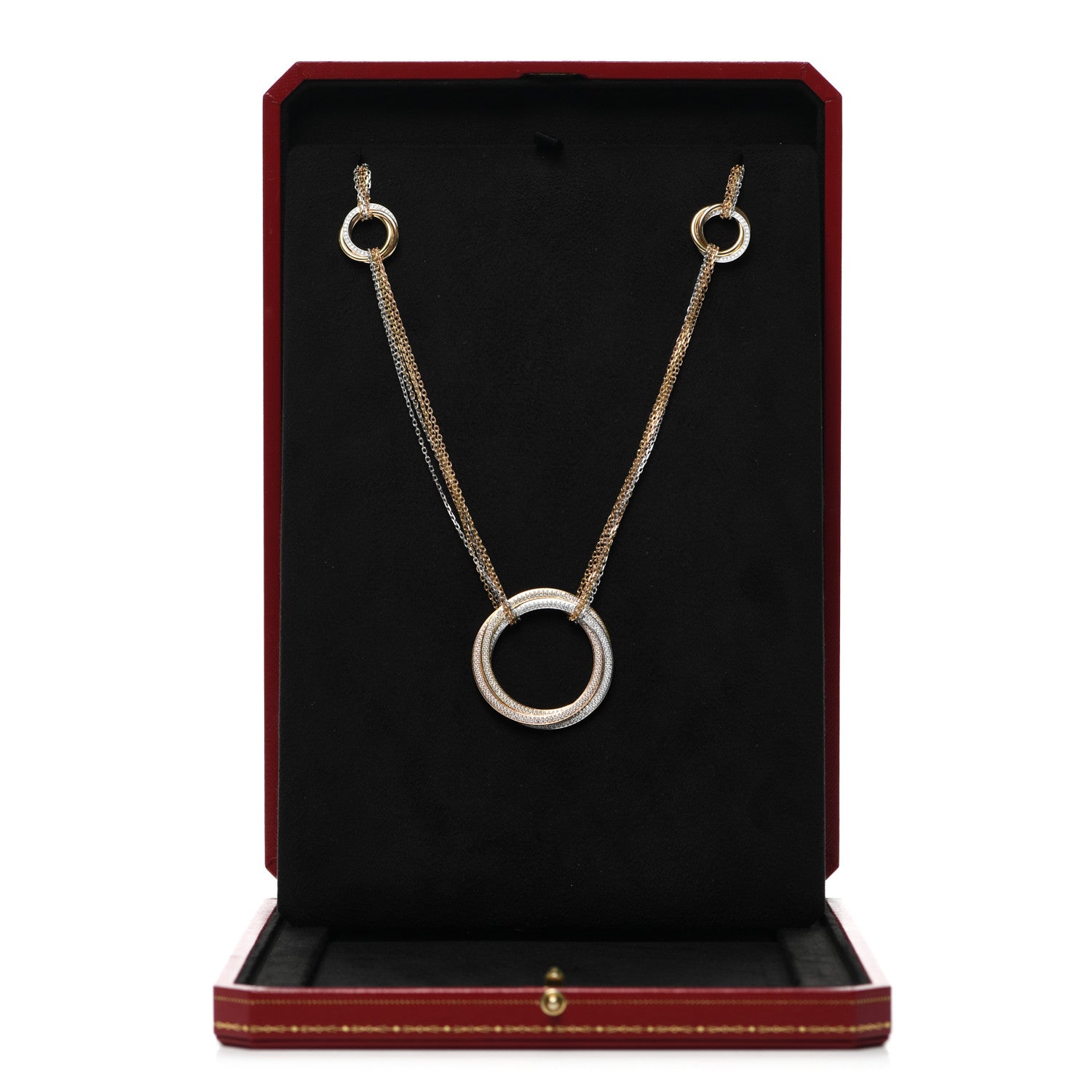 Cartier 18K Pink Yellow White Gold Diamond Trinity Station Necklace 5 of 5