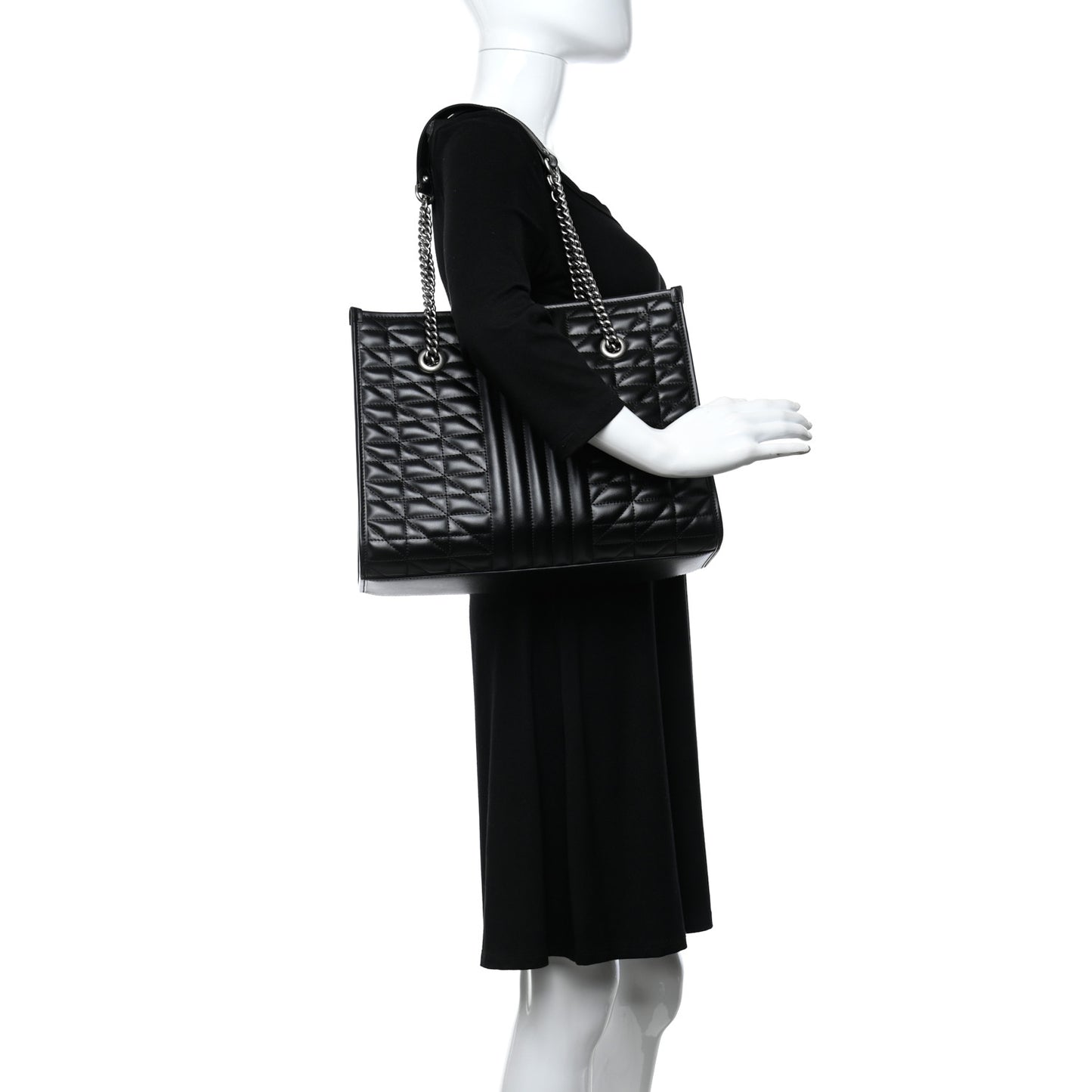 Calfskin Matelasse Aria Medium GG Marmont Shoulder Tote Black