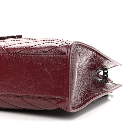 Saint Laurent Crinkled Calfskin Matelasse Monogram Medium Niki Shopper Tote Burgundy 8 of 8