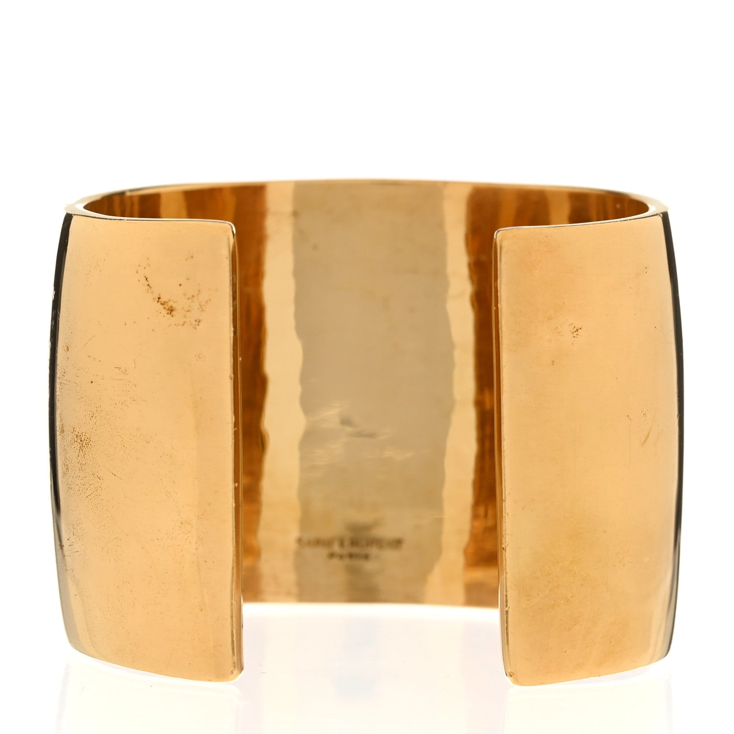 Saint Laurent Brass Carnelian Square Cuff Bracelet S Rouge Dore 3 of 5