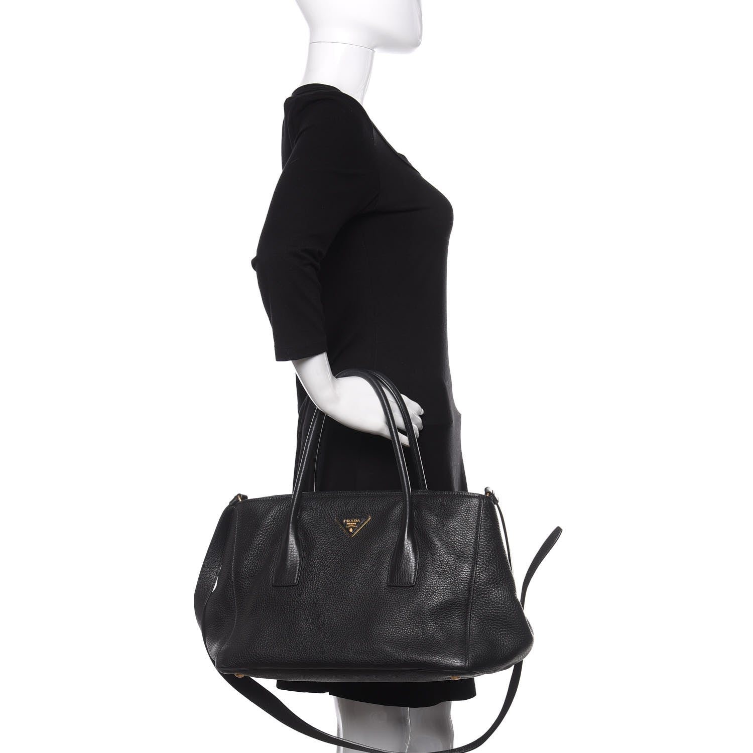 Prada Vitello Daino Shopping Tote Black 2 of 11