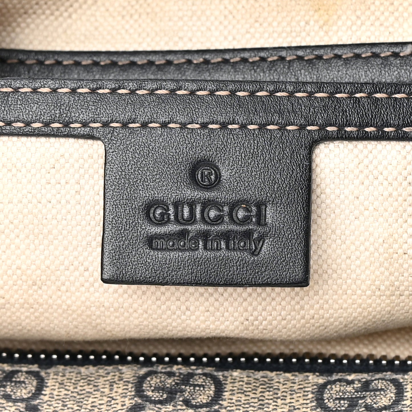 GG Supreme Monogram Small Flat Side Zip Messenger Bag Beige Blue