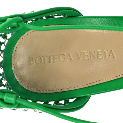 Bottega Veneta Mesh Nappa Crystal Embellished Sparkle Stretch Ankle Tie Sandals 38 Parakeet 7 of 7