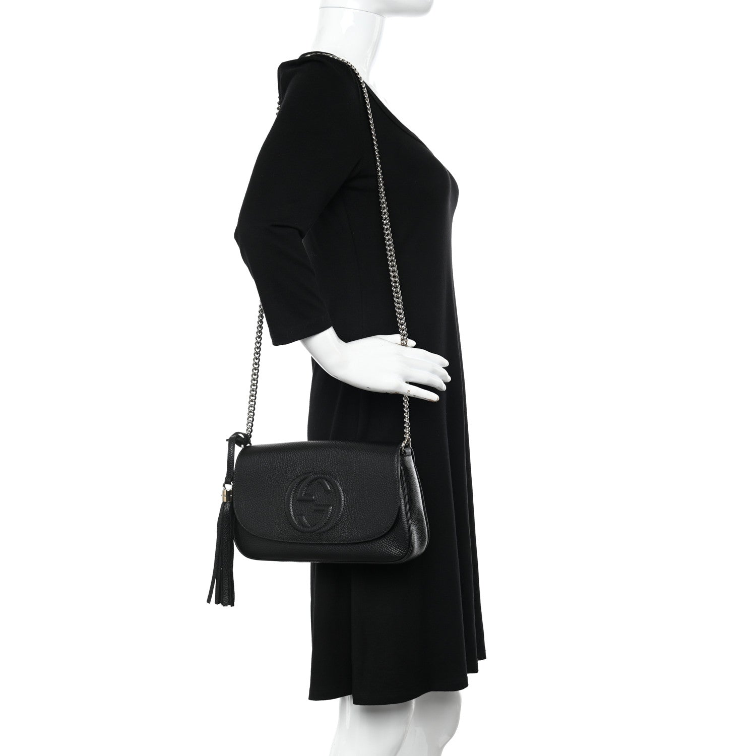 Gucci Pebbled Calfskin Medium Soho Flap Crossbody Black 2 of 10