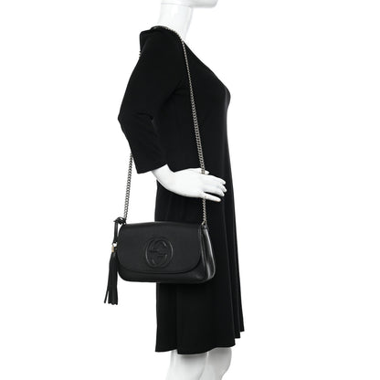 Gucci Pebbled Calfskin Medium Soho Flap Crossbody Black 2 of 10