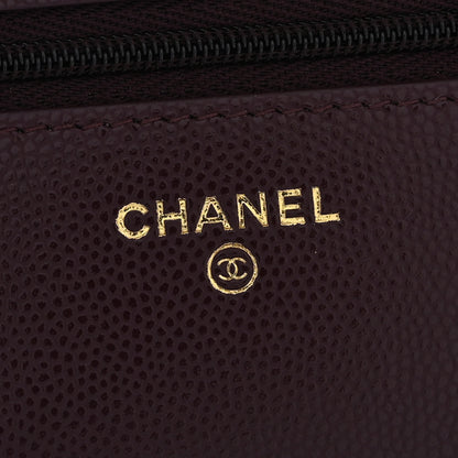Chanel Caviar Quilted Chain Embossed CC Wallet On Chain WOC Dark Burgundy 6 of 11