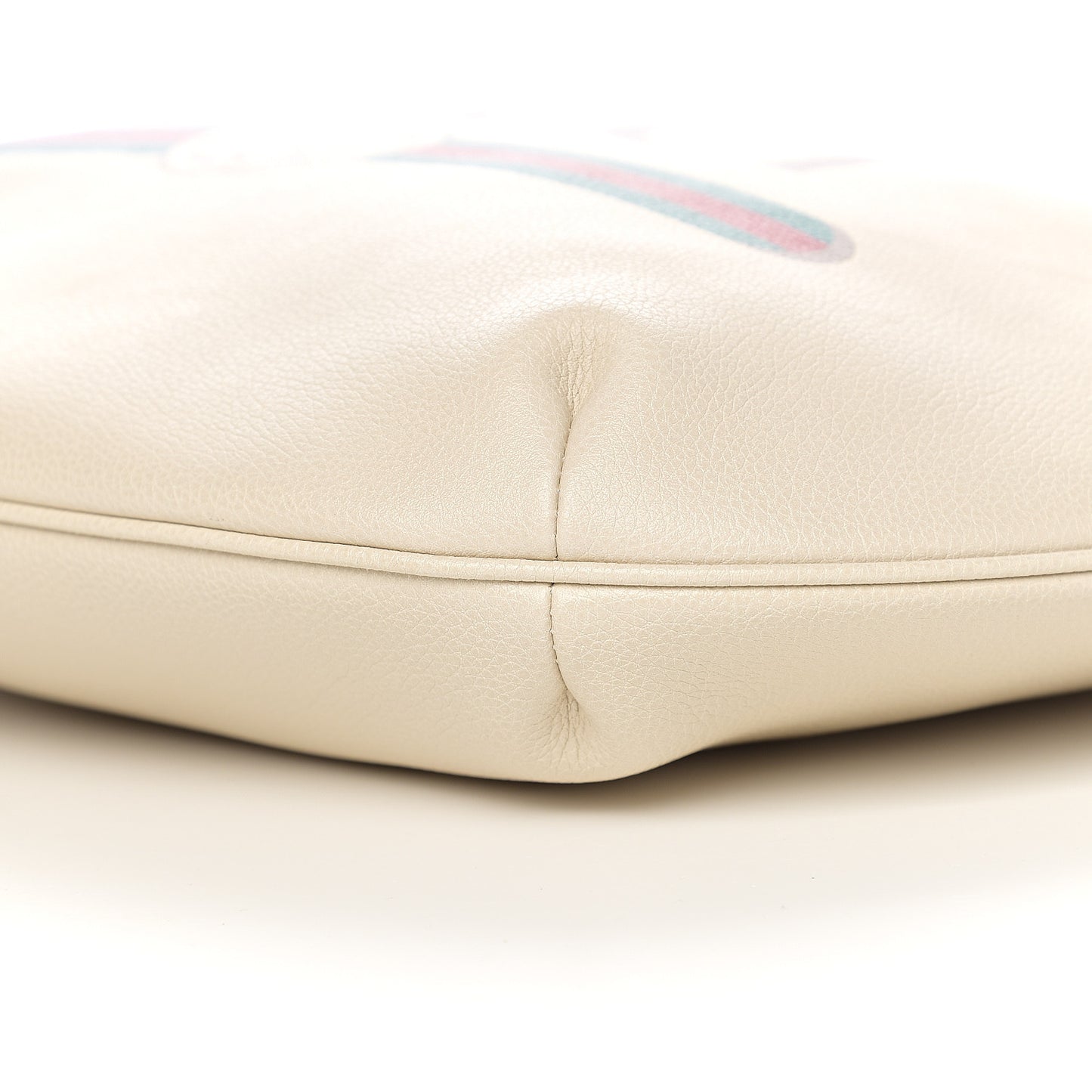 Grained Calfskin Logo Half Moon Hobo White