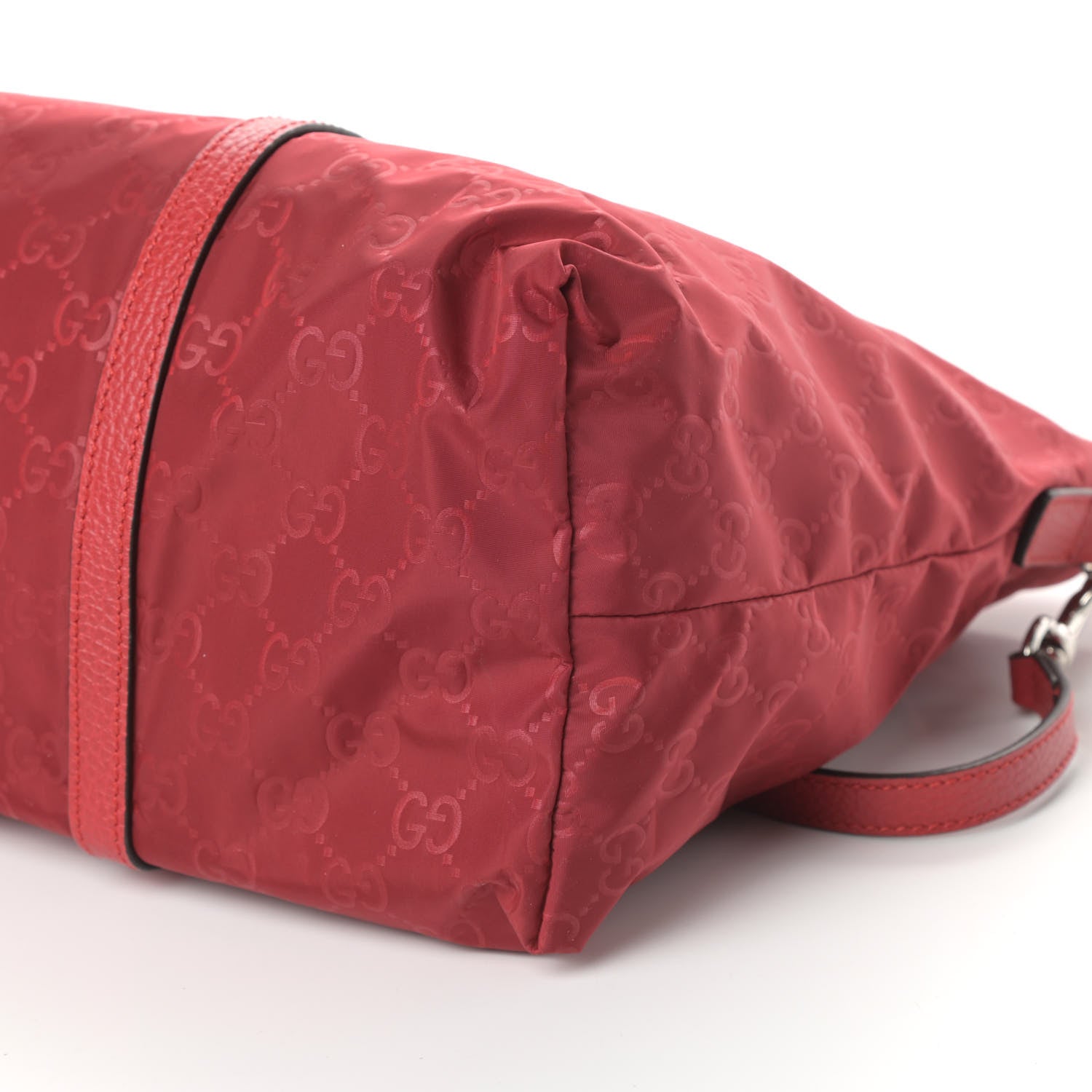 Gucci Nylon Monogram Dollar Calfskin Tote Vibrant Red 9 of 9