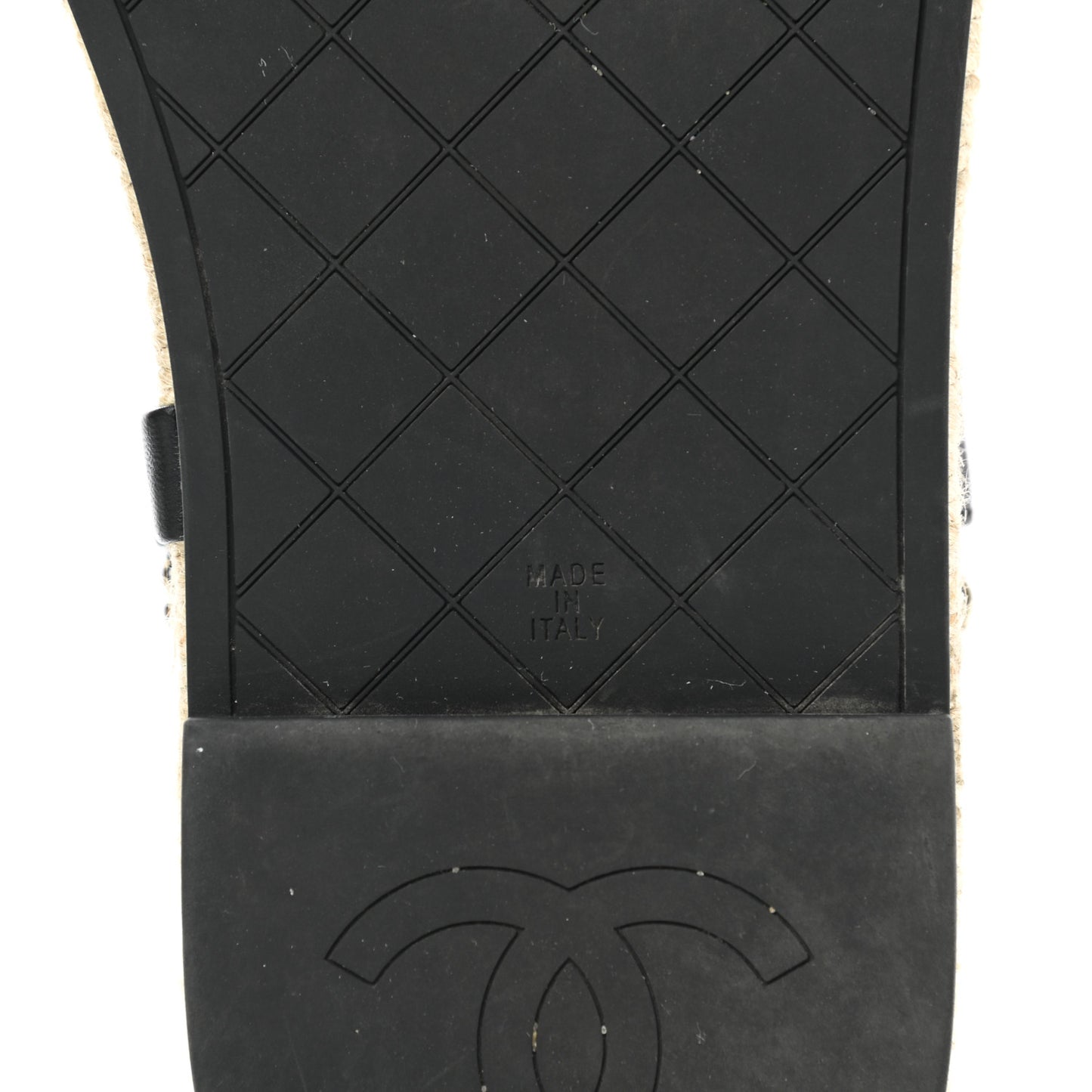Lambskin Chain CC Thong Espadrille Sandals 39 Black