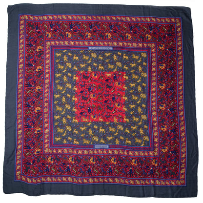 Hermes Cashmere Silk Chasse En Inde Scarf Purple 140 3 of 5