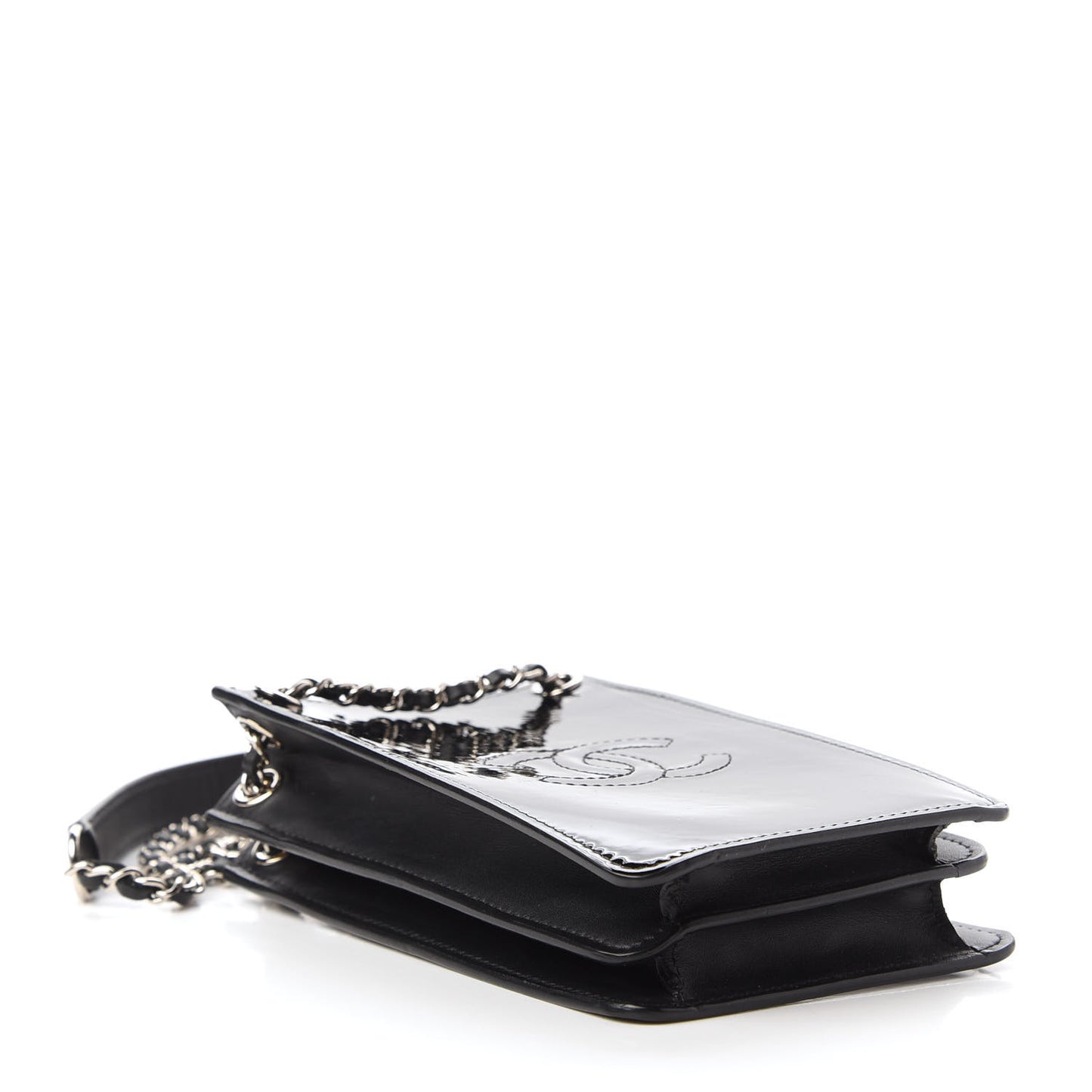 Patent CC Phone Holder Crossbody Black