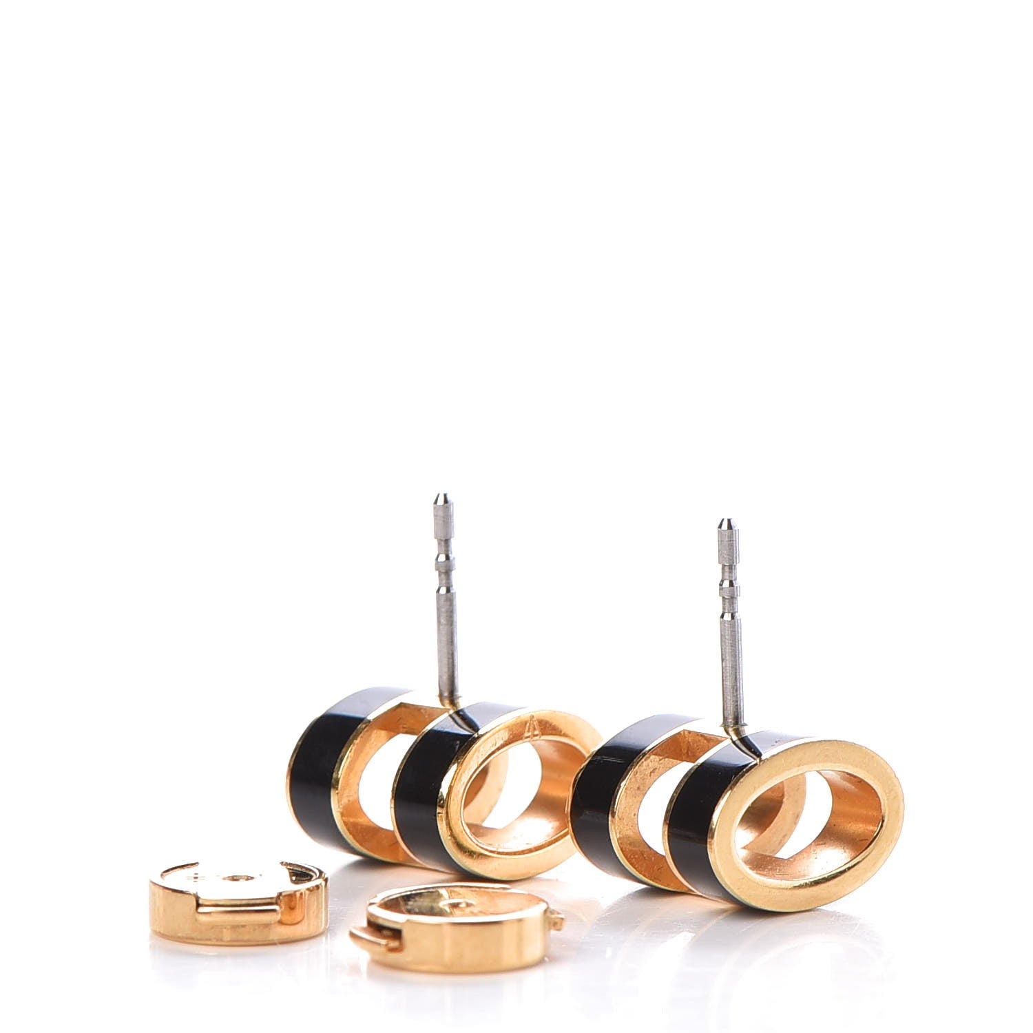 Hermes Gold Lacquered Pop H Earrings Black 3 of 4