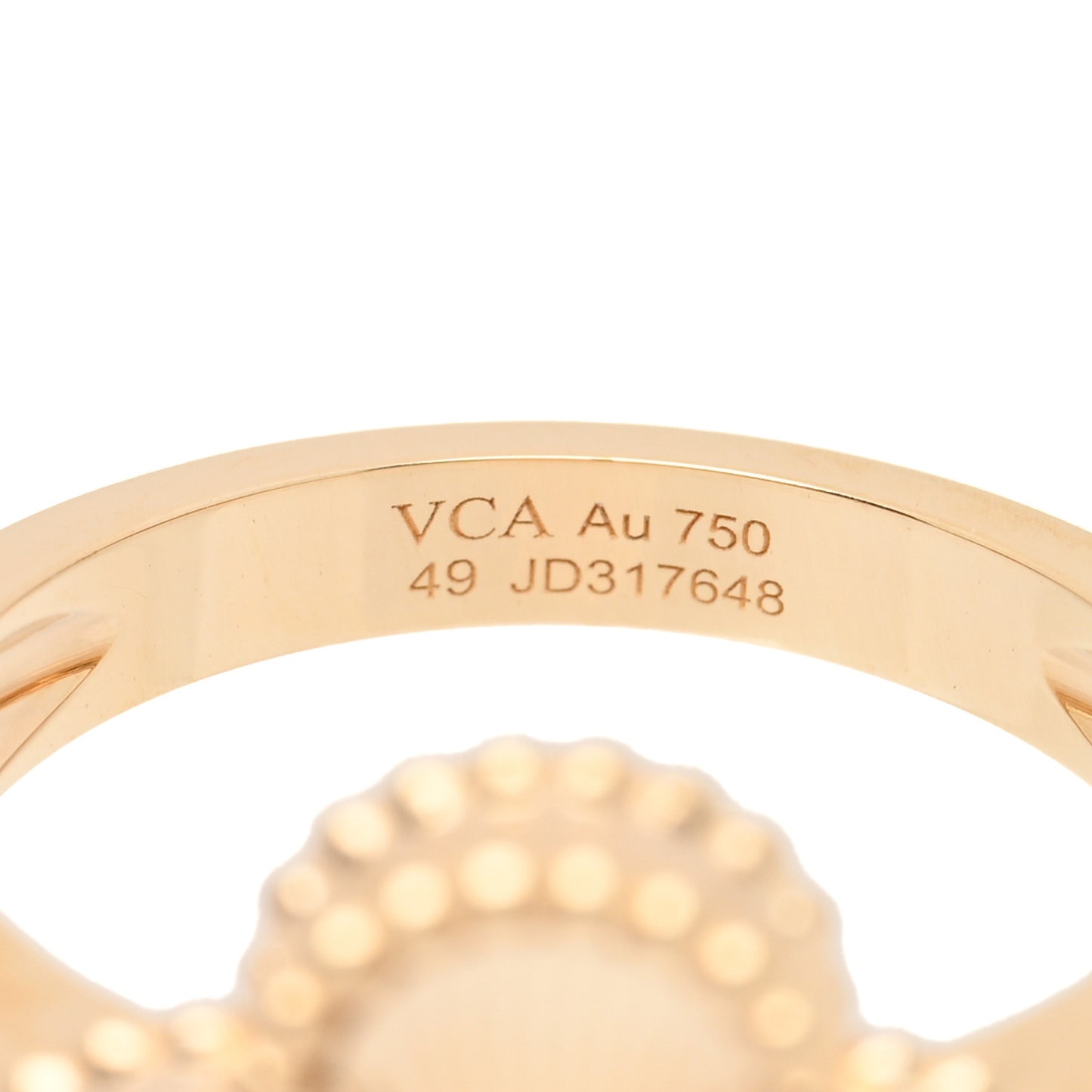 18K Yellow Gold Guilloche Vintage Alhambra Ring 49 5