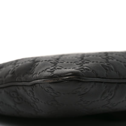 Gucci Guccissima Medium Flat Messenger Bag Black 9 of 10