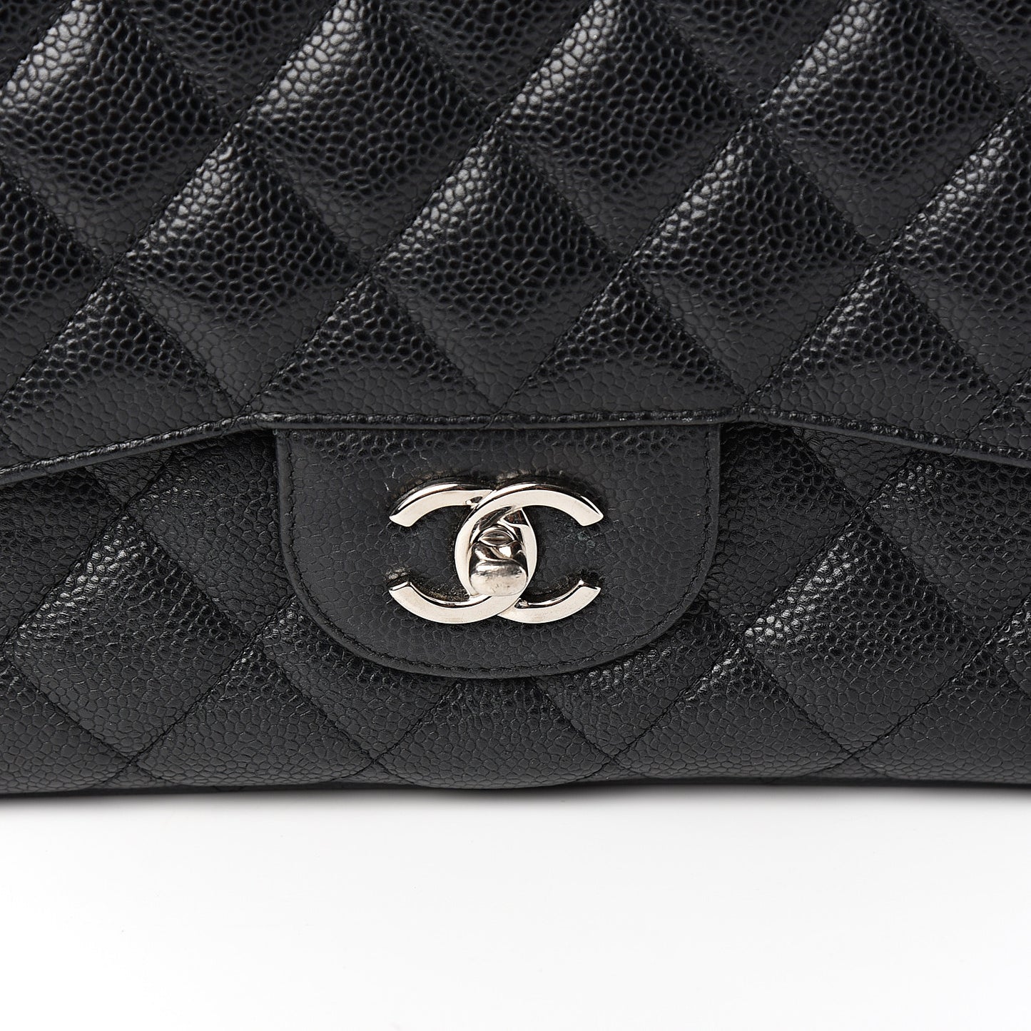 Caviar Quilted Jumbo Double Flap Black