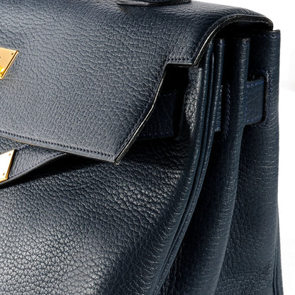 Hermes Taurillon Clemence Kelly 40 w/ Pelican Cadena Lock Bleu Marine 19 of 39
