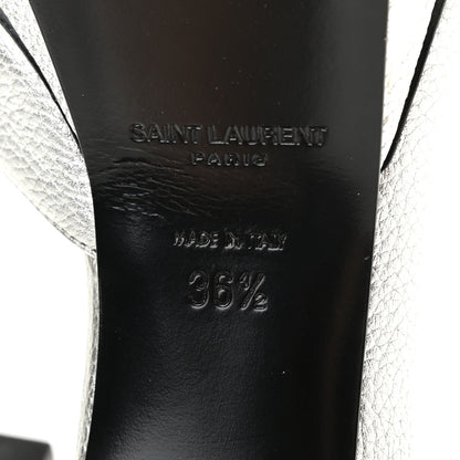 Saint Laurent Metallic Grained Calfskin Janis 105 D'Orsay Pumps 36.5 Argento 7 of 18