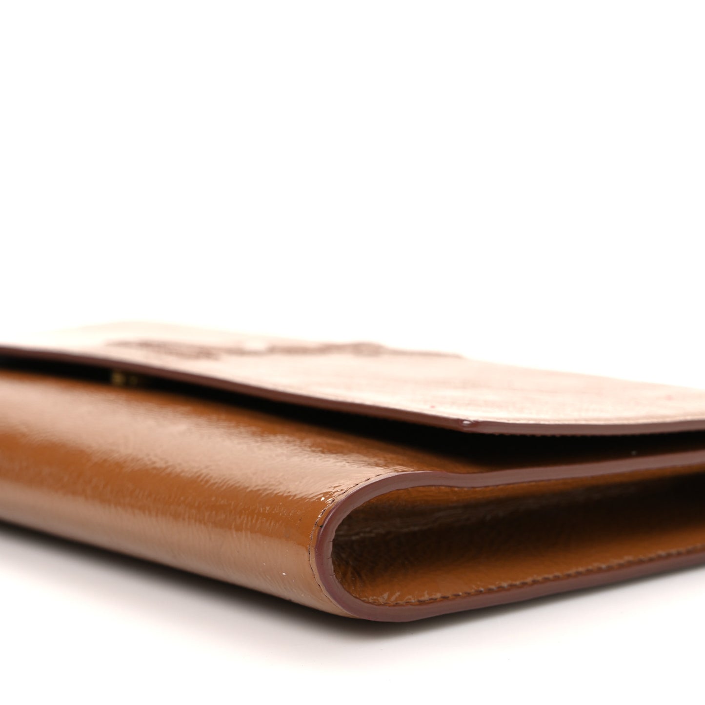 Textured Patent Calfskin Monogram Large Belle De Jour Clutch Beige