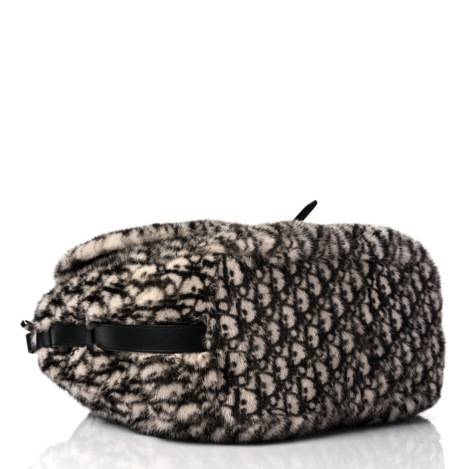 Christian Dior Oblique Mink Fur Saddle Soft Bag Beige Brown 3 of 9