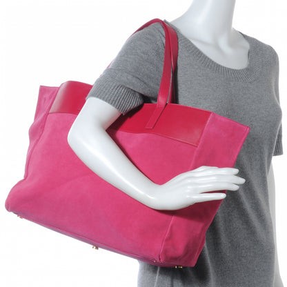 Saint Laurent Suede Leather Reversible Shopper Tote Fuchsia 2 of 6
