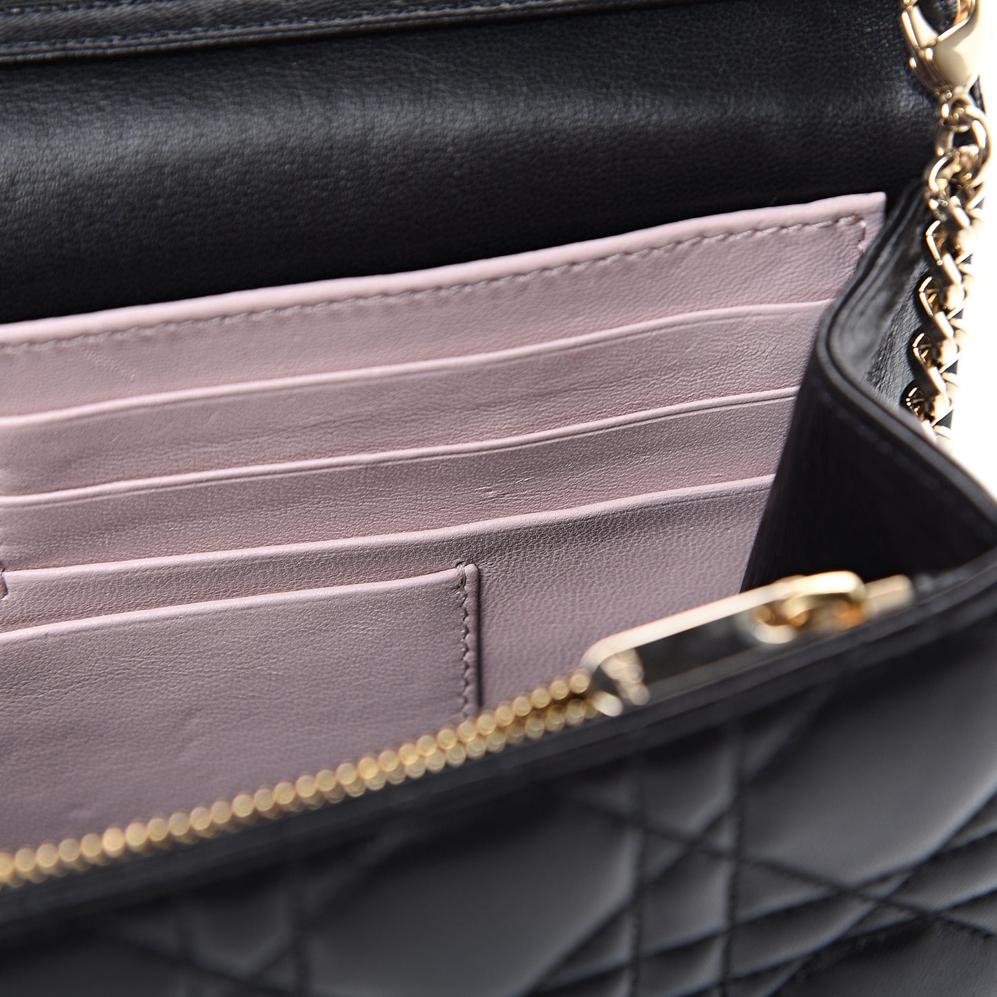 Lambskin Cannage Miss Dior Promenade Pouch Black