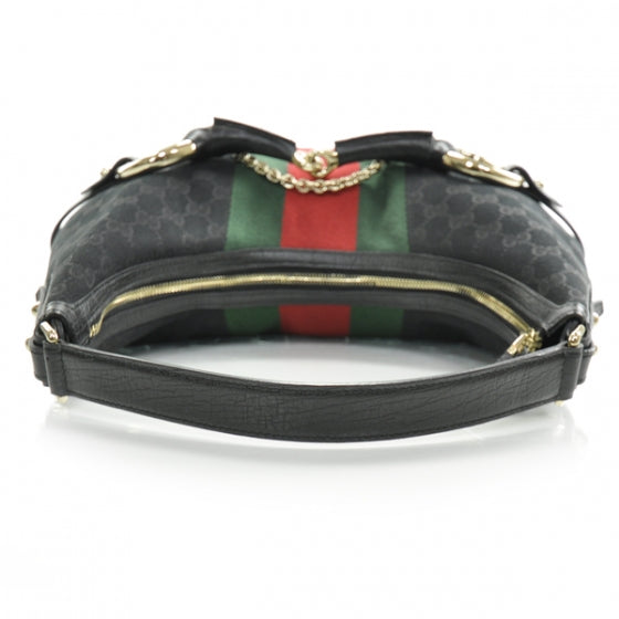 Monogram Large Horsebit Web Hobo Black