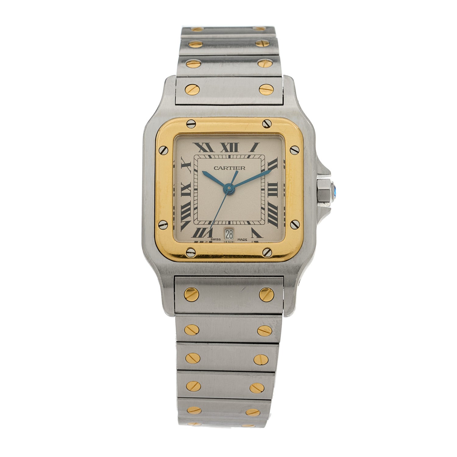 Cartier Stainless Steel 18K Yellow Gold 29mm Santos De Cartier Galbee Quartz Watch 1 of 5