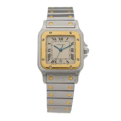 Cartier Stainless Steel 18K Yellow Gold 29mm Santos De Cartier Galbee Quartz Watch 1 of 5
