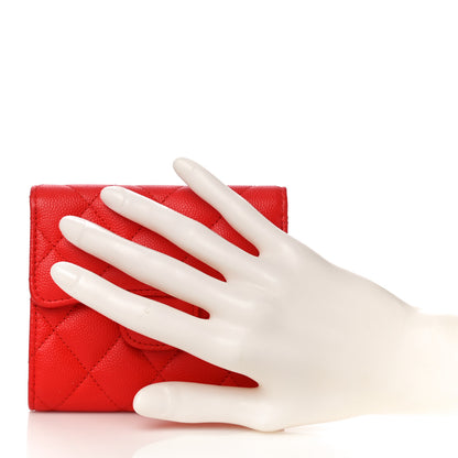 Chanel Caviar Quilted Compact Flap Wallet Red 2 of 12