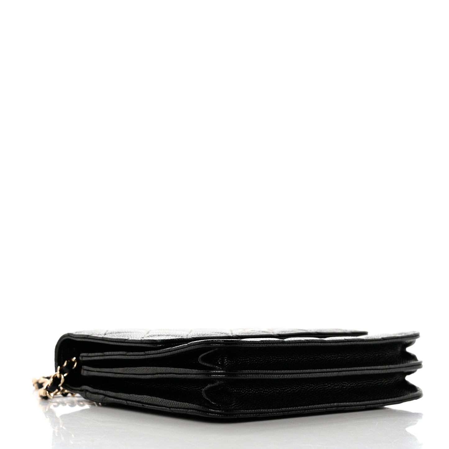 Caviar Quilted Square Wallet on Chain WOC Black