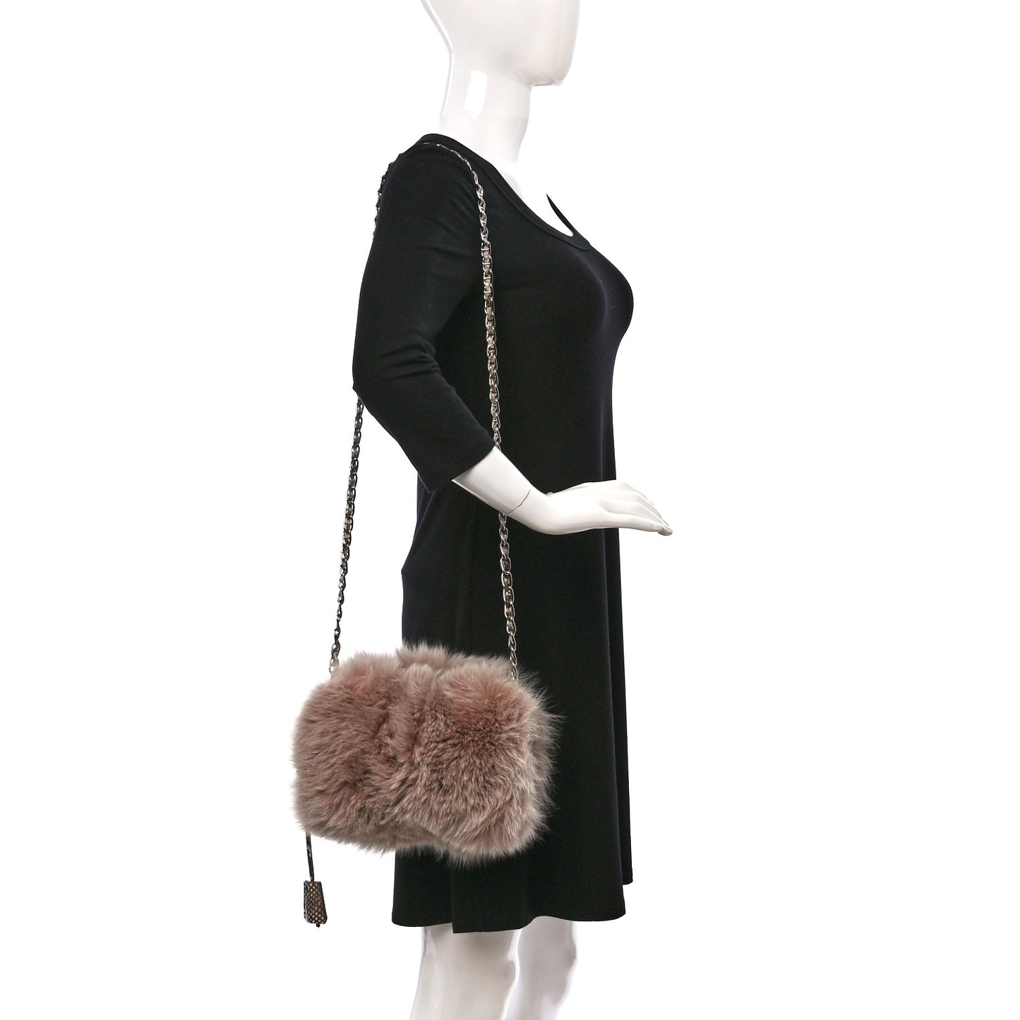 Fox Fur Snakeskin Chain Bag