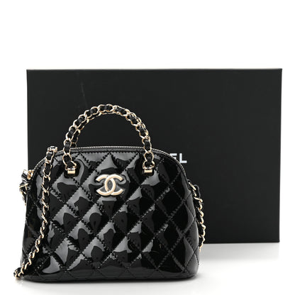 Chanel Patent Calfskin Quilted Shiny Coco Clutch With Chain Black 12 of 12