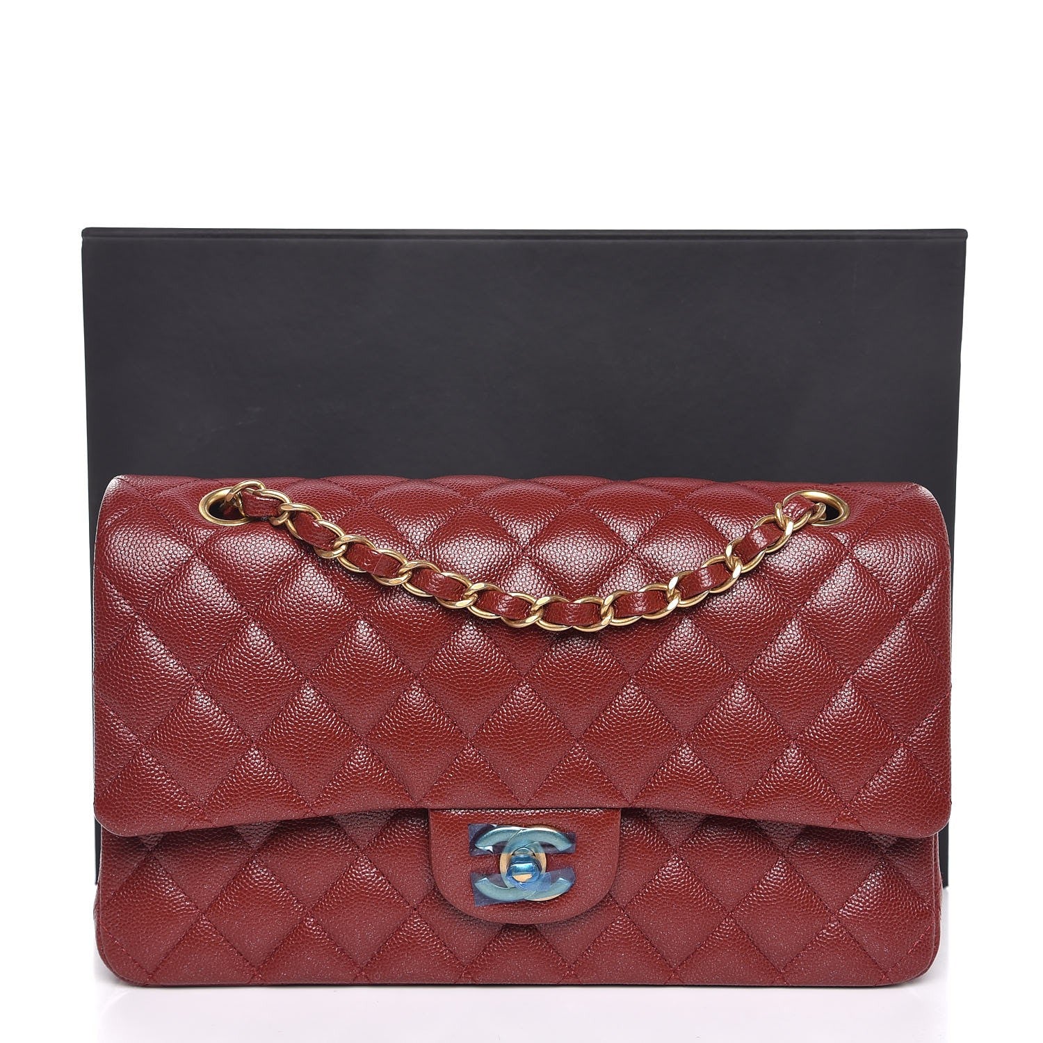 Chanel Caviar Quilted Medium Double Flap Dark Red 9 of 9