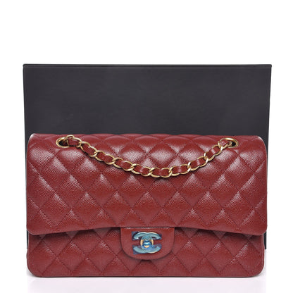 Chanel Caviar Quilted Medium Double Flap Dark Red 9 of 9