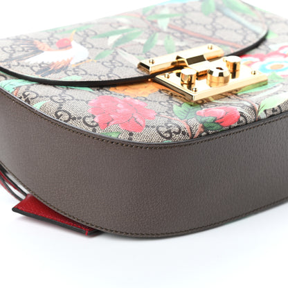Gucci GG Supreme Monogram Tian Web Medium Padlock Messenger Shoulder Bag Beige Multicolor New Acero 7 of 8