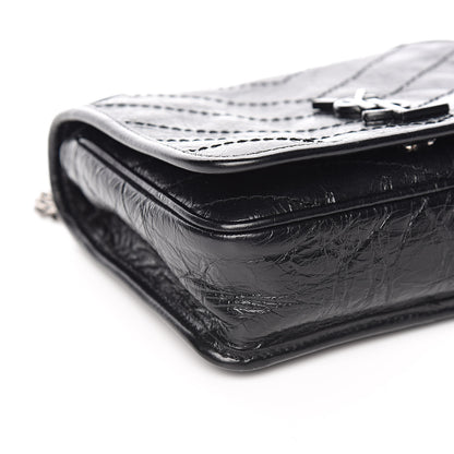 Saint Laurent Crinkled Calfskin Matelasse Monogram Niki Chain Wallet Black 8 of 10