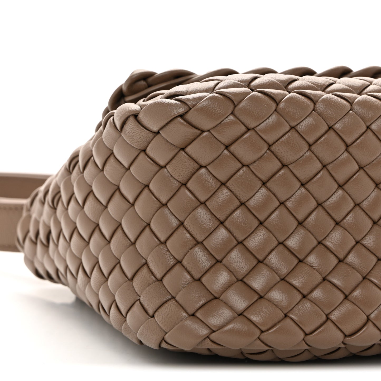 Nappa Intreccio Mini Cobble Shoulder Bag Taupe Grey