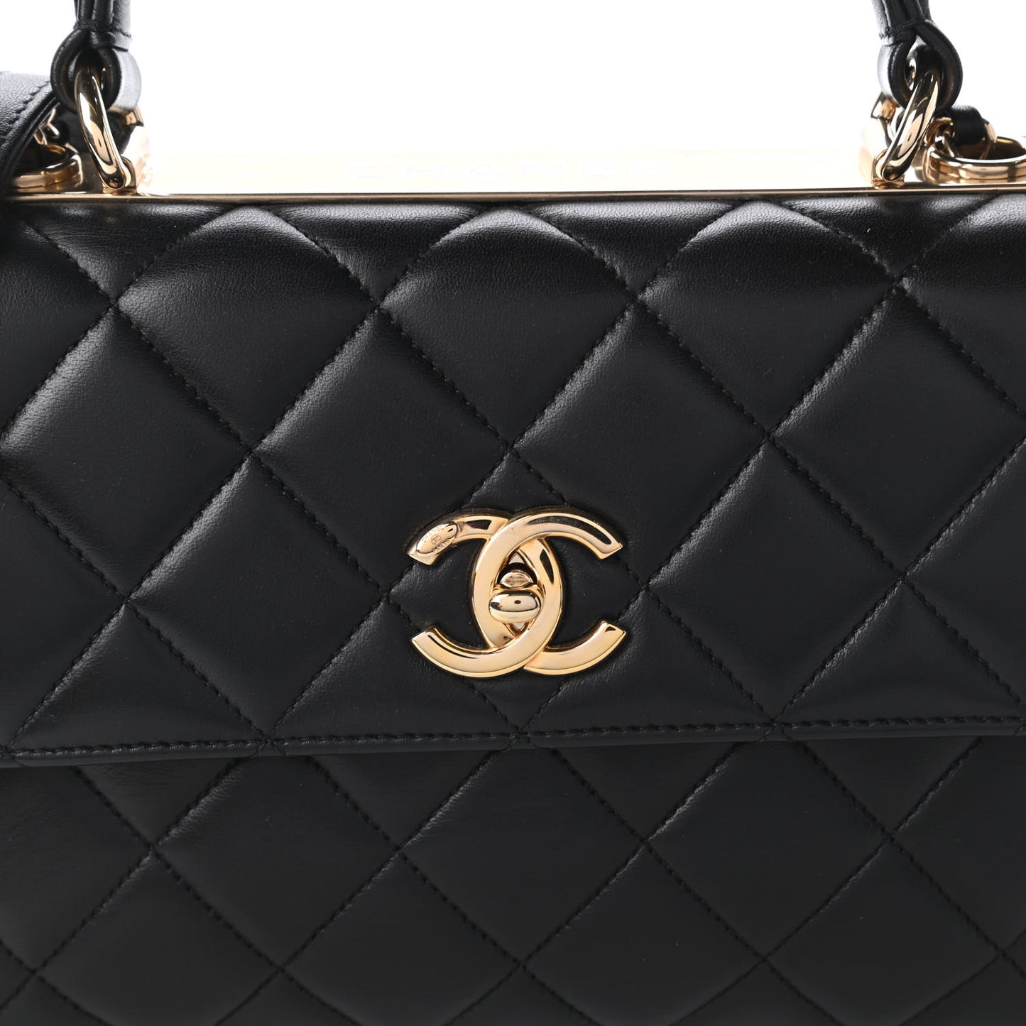 Lambskin Quilted Small Trendy CC Dual Handle Flap Bag Black