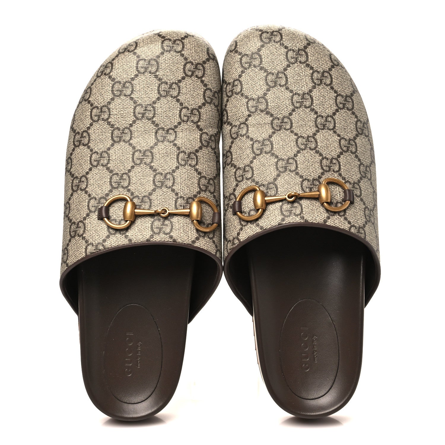 Gucci GG Supreme Monogram Miro Soft Calfskin Womens Horsebit Slippers 40.5 Beige Ebony New Acero 2 of 9