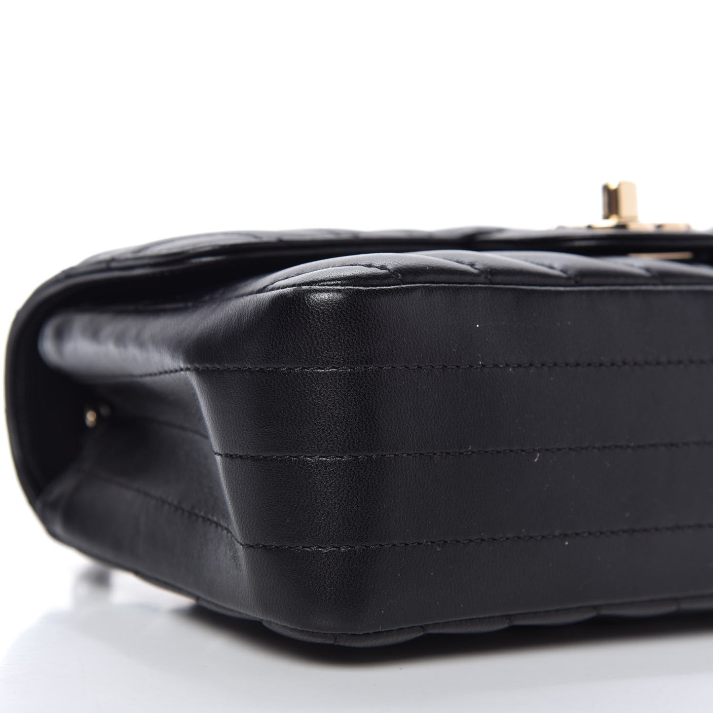 Lambskin Chevron Quilted Mini Rectangular Flap Black