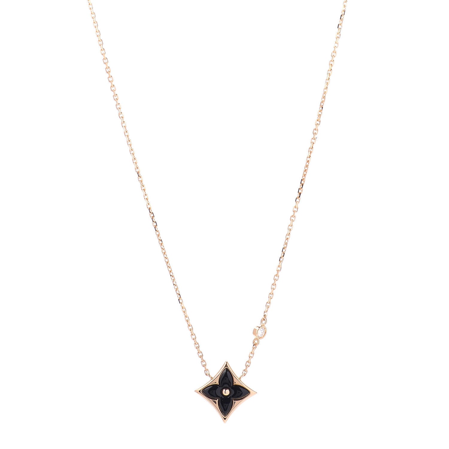 Louis Vuitton 18K Yellow Gold Diamond Black Onyx Color Blossom BB Star Pendant Necklace 1 of 5