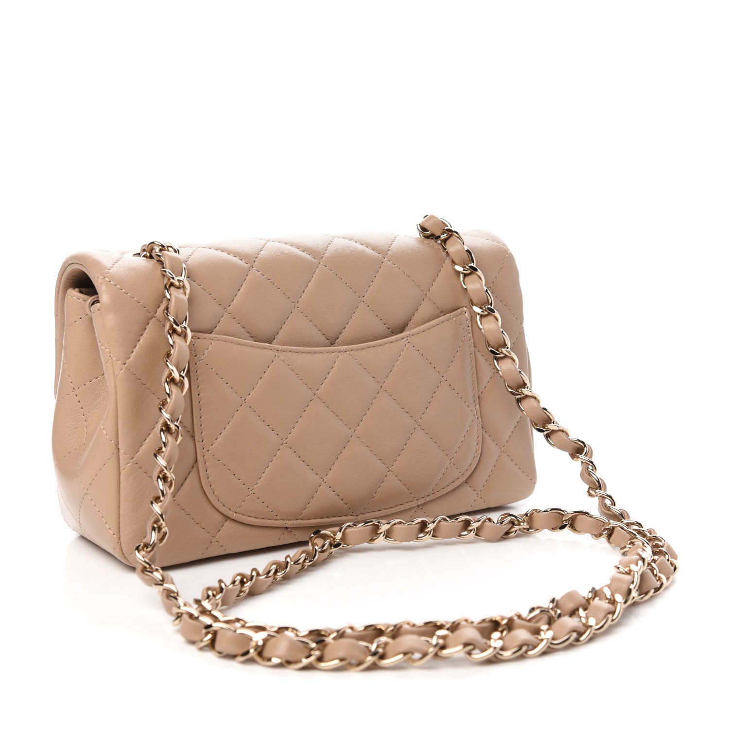 Chanel Lambskin Quilted Mini Rectangular Flap Dark Beige 11 of 11