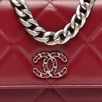 Chanel Lambskin Quilted Chanel 19 Wallet On Chain WOC Burgundy 8 of 10